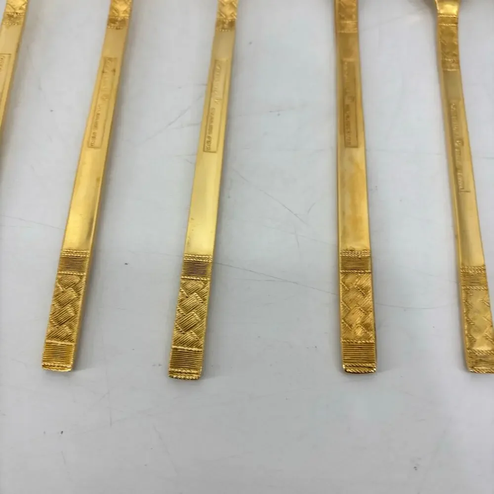 11 Vtg Oxford Hall Stainless Japan Gold Tone Flatware Regency